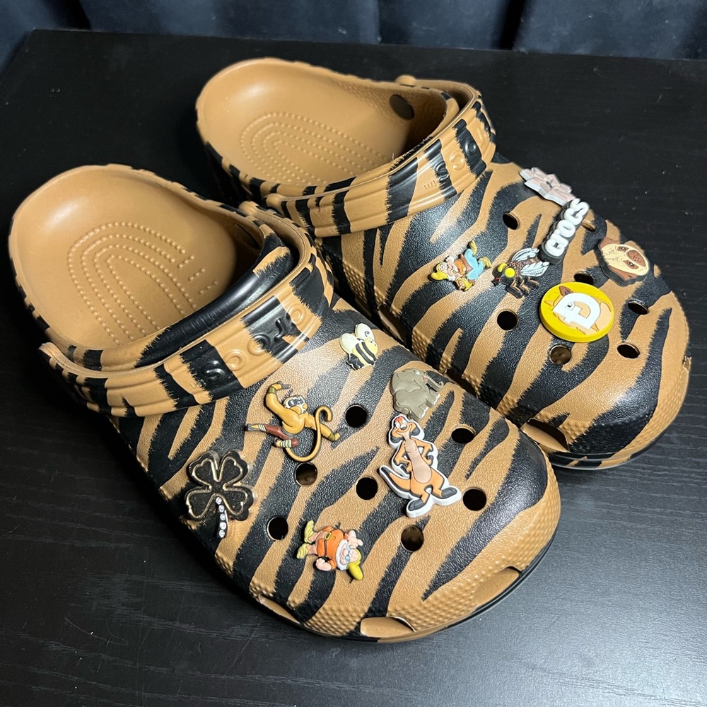 Brown Zebra Crocs